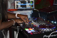 a woman is djing